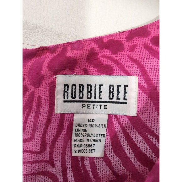 Robbie Bee Silk Shift Dress Womens‎ 14 Petite Pink Animal Print Sleeveless - Picture 8 of 10
